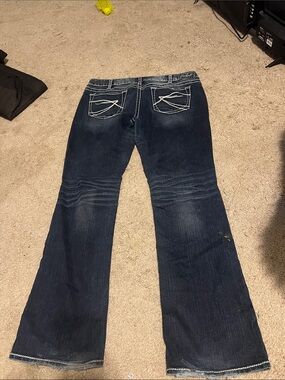 Women's Dark Blue Bootcut Jeans with Contrast Stitching